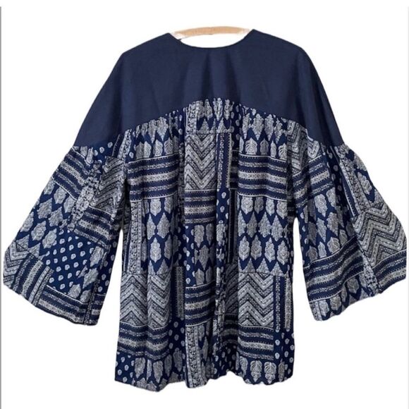 NEW Cotton Bleu Boho Lace Up Cotton Top - Picture 5 of 9